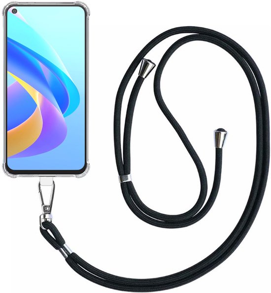 Coque de téléphone compatible avec Oppo A36 / A76 / A96 4G, transparente et résistante aux chocs, avec cordon universel détachable. Coque arrière en Siliconen antichoc avec cordon. Compatible avec Oppo A36, Oppo A76 et Oppo A96.