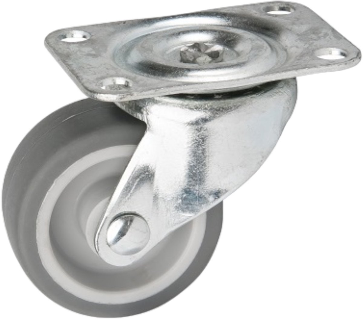 DOMINO - Zwenkwielen 42mm - Belasting 15kg - Rubber loopvlak - Draaiende plaat - Meubelwielen