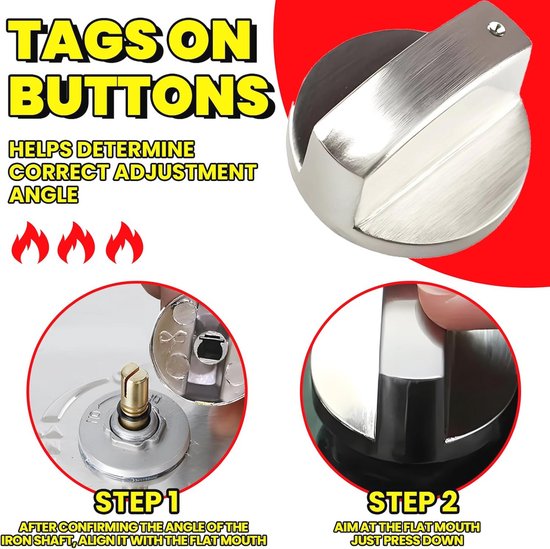 Universele Draaiknoppen voor Oven en Keukenfornuis - 8 Stuks - Zinklegering - 6 mm van Universele — afbeelding 4