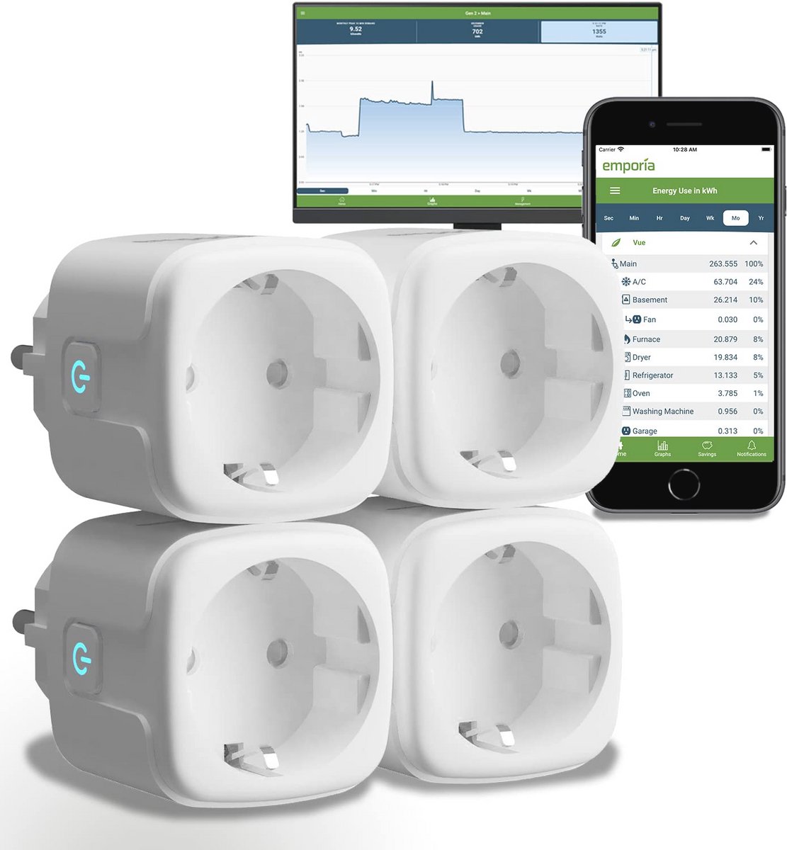 Slimme Stekker met Energie Monitoring | WiFi Smart Outlet | App Controle | Spraakbesturing met Alexa & Google