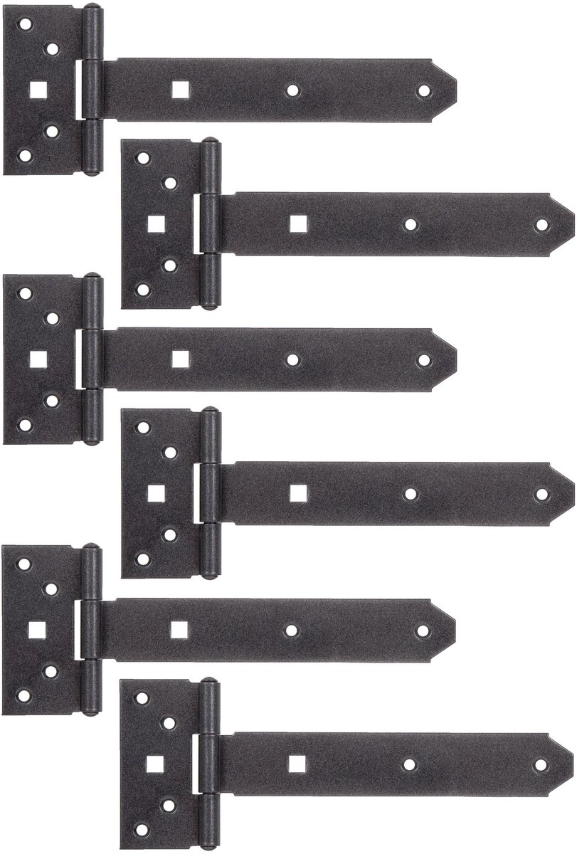 Alberts 822675 DURAVIS® kruisheng met geklonken pen, zwart diamant duplex gecoat, heng 192 x 34 mm, scharnier 45 x 90 mm, set van 6