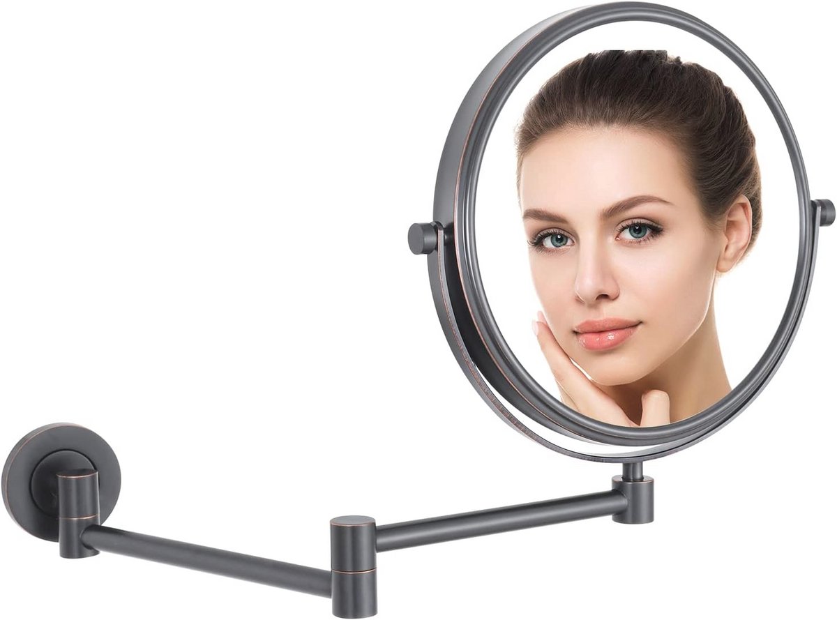 Uitschuifbare Wandspiegel met 10x Vergroting en Draaibare Functie - 20 cm Diameter
