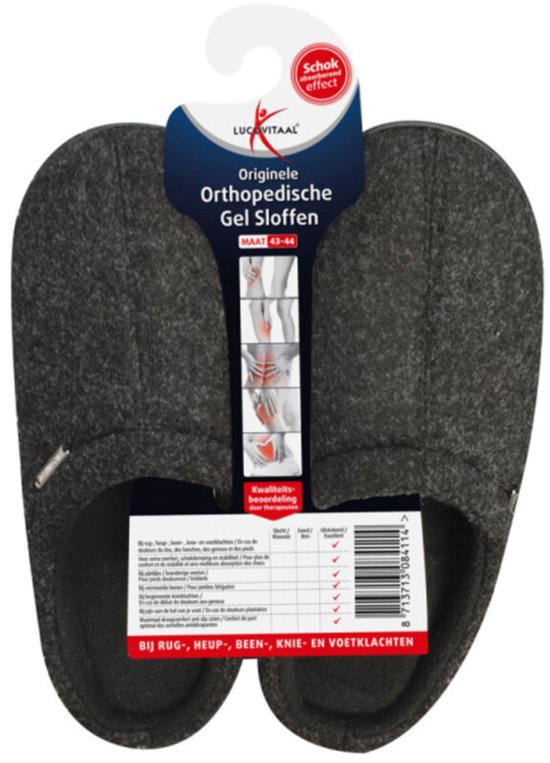 Lucovitaal Orthopedische Gel Sloffen Zwart 43-44 - 1 paar