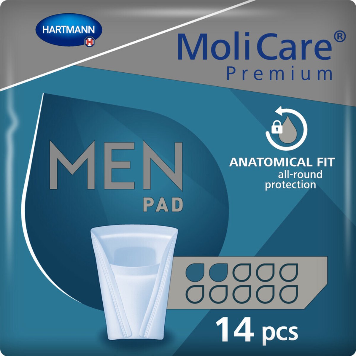 Molicare Premium Men Pad 2 Druppels 330 ml Absorptie - 2 x 14 stuks - Voordeelverpakking