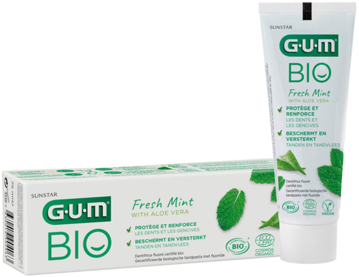 Goedkoopste 4x GUM Bio Tandpasta Fresh Mint 75 ml