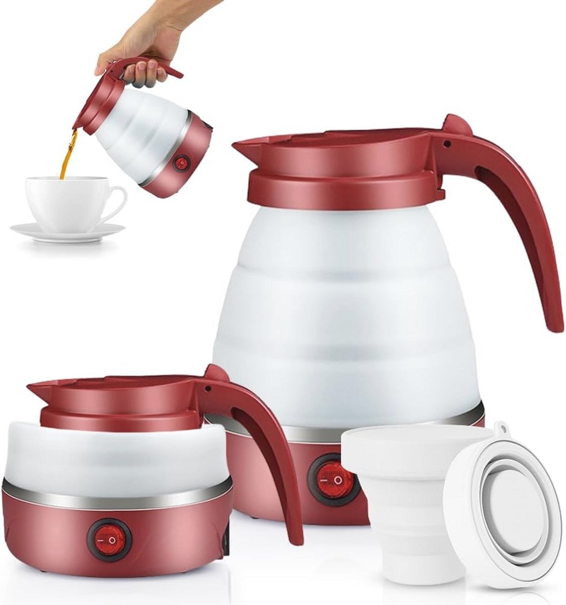 Draagbare Opvouwbare Waterkoker - 600 ml Mini-Elektrische Siliconen Waterketel voor Camping en Reizen