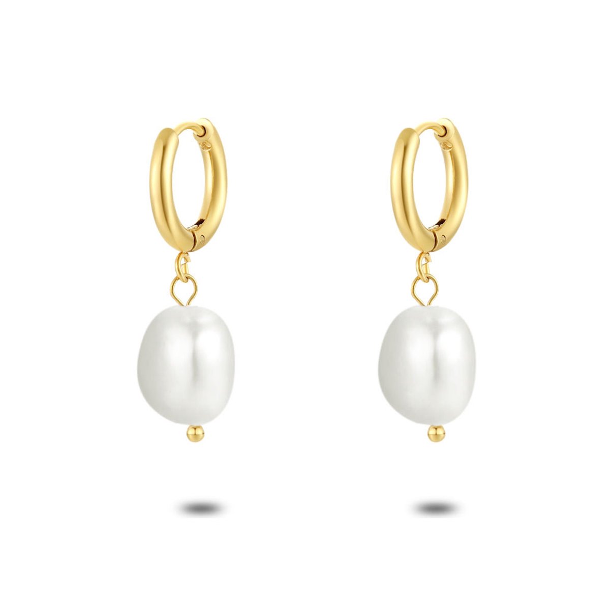 Twice As Nice Oorbellen in goudkleurig edelstaal, oorring, parel