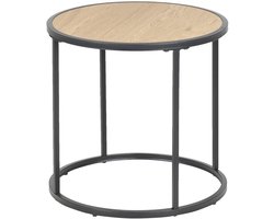 Meubelen-Online Honkytonk Bijzettafel rond laag wild eiken - 45x45x43cm - Industrieel