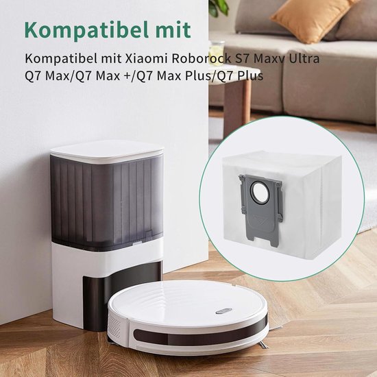 12 stuks stofzakken voor Roborock S8 / S8 Pro Ultra / S7 MaxV Ultra / S7 Pro Ultra / Q7 / Q7 Max / Q5 zuigrobot afzuigstation, 3 l grote capaciteit reservezak accessoires stofzuigerzakken