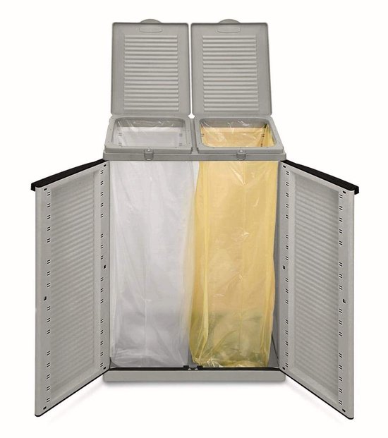 Conteneur de tri des déchets pratique Ibenzoa® avec double Portes et couvercle supérieur pour une utilisation intérieure et extérieure