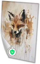 Abstract vos met verfstrepen - Vos posters - Poster dieren - Avant-garde - Wandposters - Muurkunst - poster 60x90 cm