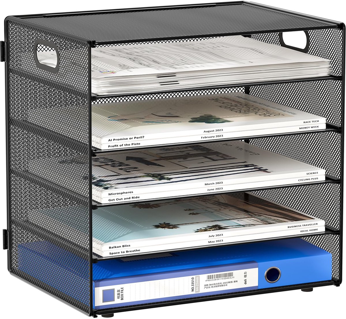 Ibenzoa® Robuuste Metalen Bureauorganizer met 5 Vakken voor Documenten en Tijdschriften