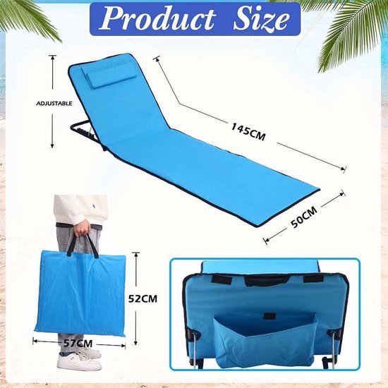 Strandstoel, draagbare strandmat ligstoel | verstelbare en