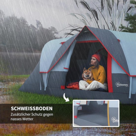 Kampeertent voor 5-6 personen, tunneltent met haringen, koepeltent van polyester, grijs, 4,55x2,3x1,8m voor buitenavonturen van Merkloos — afbeelding 5