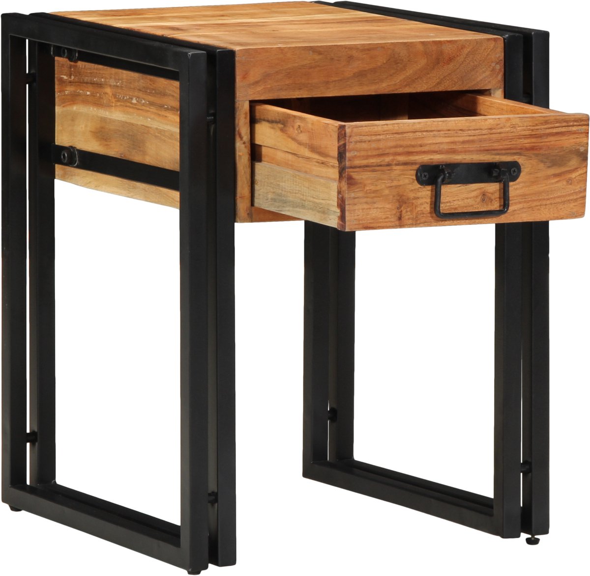 vidaXL Bijzettafel - Bruin - en - Zwart - 40 - x - 40 - x - 50 - cm - Massief - Acacia - Hout Bruin en zwart