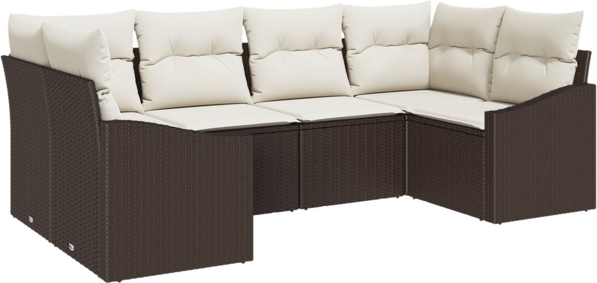 vidaXL - Tuinbank - Set - met - opslag - 6 - pcs - Bruin - en - Crème - poly - rattan