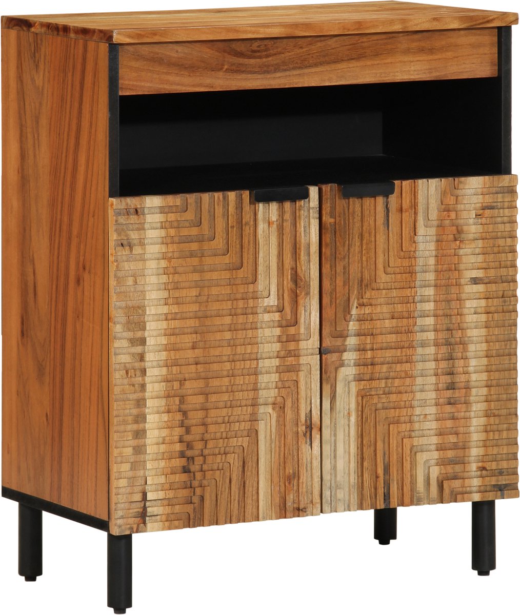 vidaXL - Dressoir - met - lade - Naturel - 60 - x - 33,5 - x - 75 - cm - Massief - Acacia - Hout