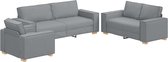 vidaXL - Bank - 3 - pcs - Lichtgrijs - 220 - x - 80 - x - 84 - cm - Linnenmix - Stoffen