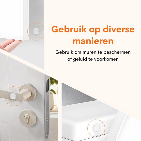 Transparante, zelfklevende bumpers in gebruik voor muur- en deurrubber.