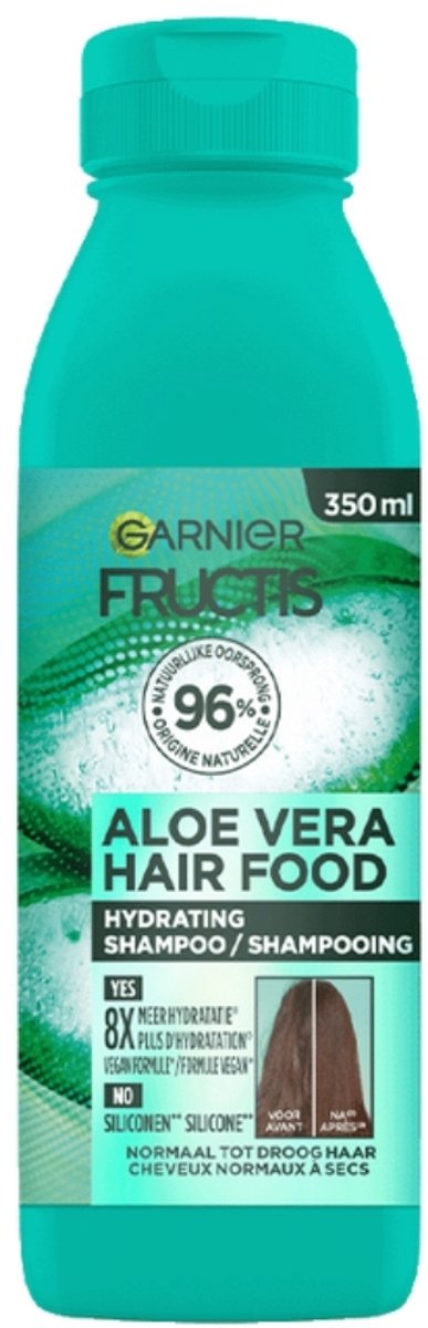 1 x Garnier - Fructis Hair Food Aloe Vera - Shampoo - Normaal tot Droog Haar - 350 ml - Aloe Vera Shampoo - Droog Haar - Normaal Haar - Hydratatie - Vegan Shampoo