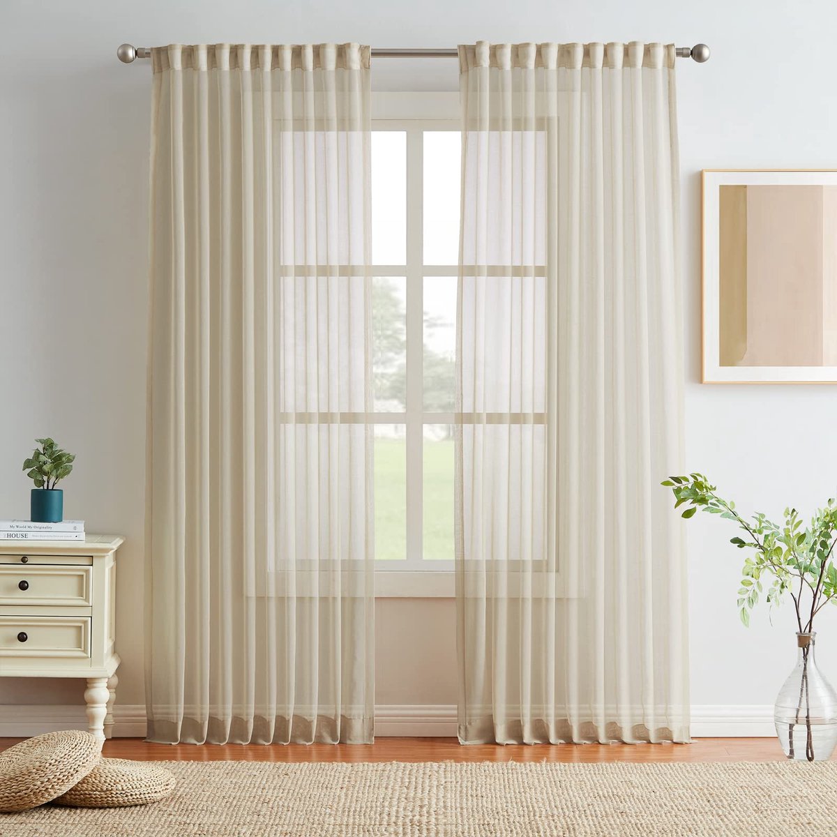 Ibenzoa® Licht Beige Overgordijnen met Plooiband en Geluidsisolatie – Set van 2 voor Diverse Kamers