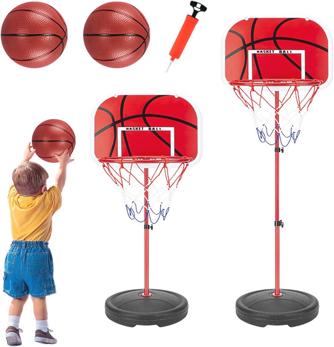 Verstelbare Basketbalhoepel voor Kinderen - Compleet met 2 Ballen en Pomp - Voor Binnen en Buiten Spellen