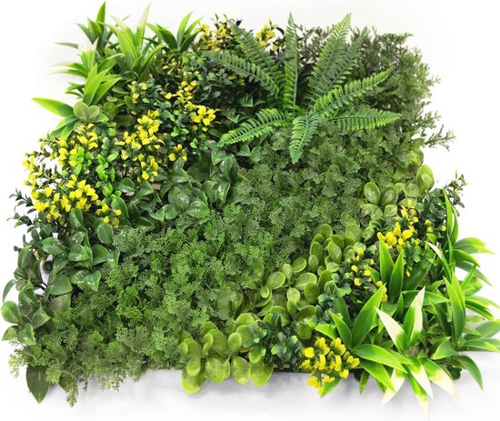 Floordirekt Plantenwand, 50 x 50 cm, kunstplanten voor wandmontage, wandtuin, kunstplanten, decoratie voor muur, balkon en tuin (Rhea type C