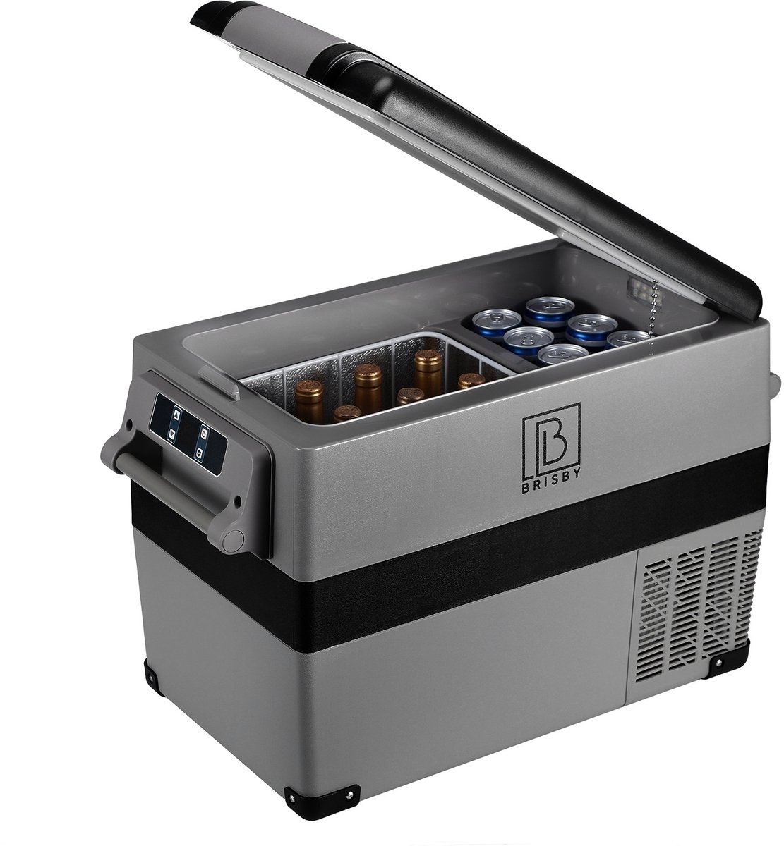 Brisby 40,5 L Compressor Koelbox – Elektrische Koelbox & Vriezer 12 V/230 V – Inclusief Uitneembaar Mandje & 2× 1,2 L Thermosflessen – Draagbaar voor Camping, Auto & Thuis – foto 3