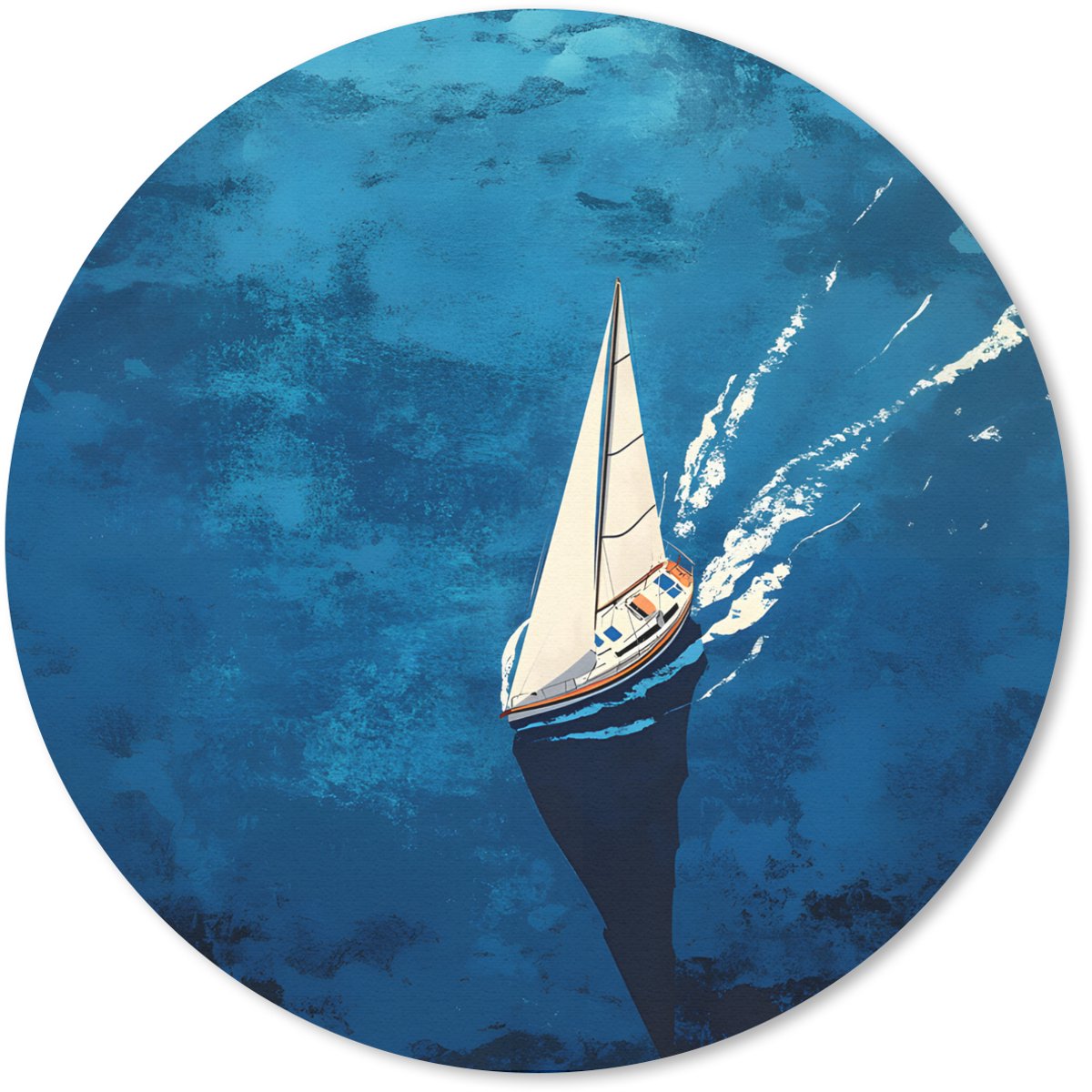 Muismat rond 40x40 cm - Mousepad Zeilboot - Water - Abstract - Schaduw - Ronde muismatten