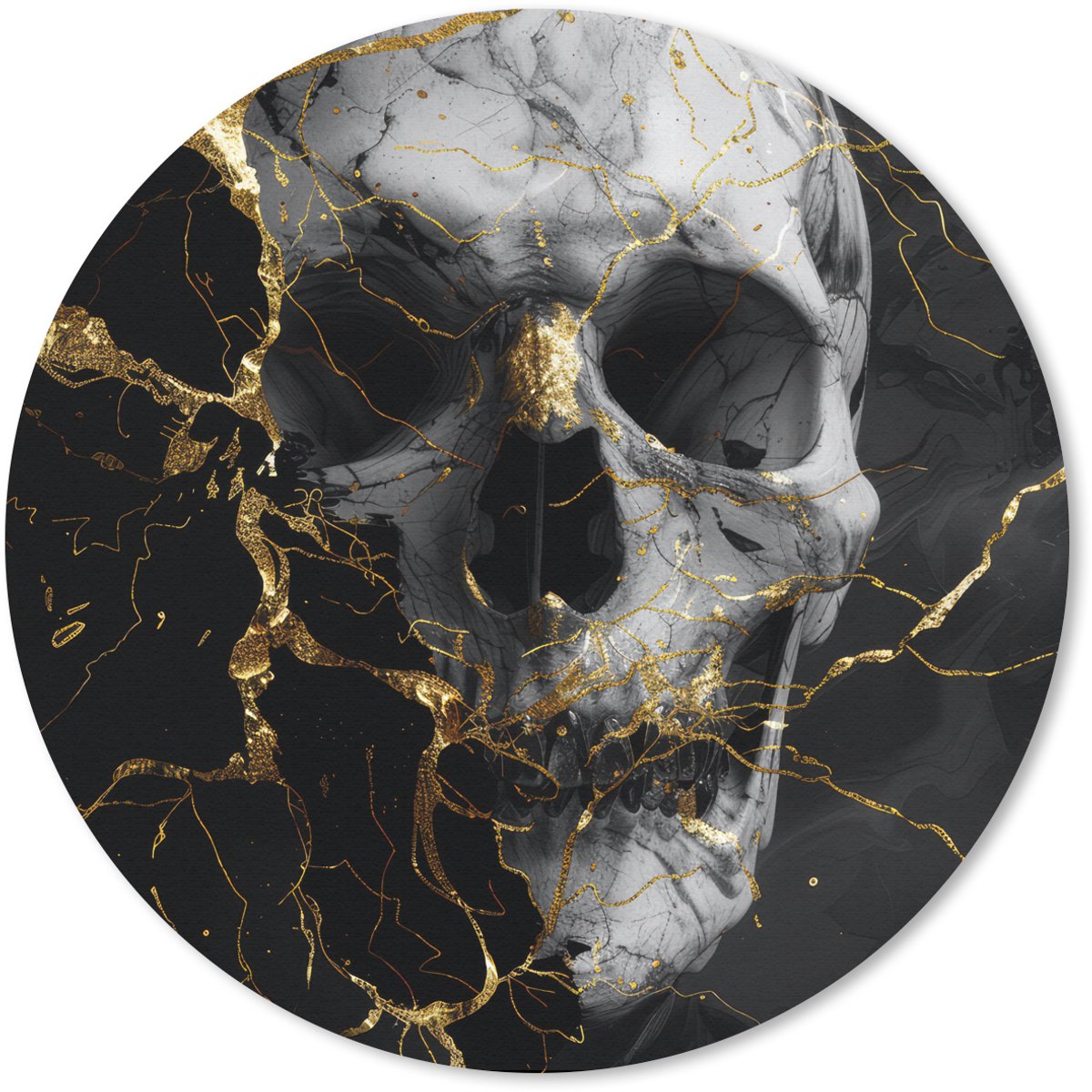 Muismat rond 20x20 cm - Mousepad Goud - Abstract - Schedel - Eng - Dood - Ronde muismatten