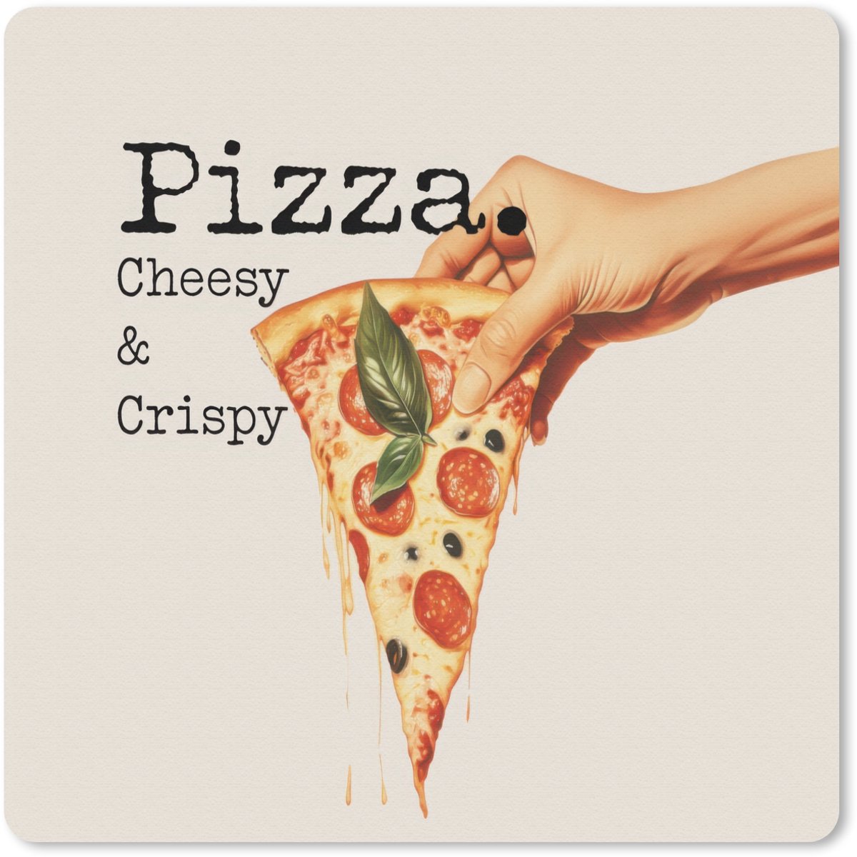 Muismat 30x30 cm - Mousepad Pizza - Kaas - Pepperoni - Muismatten