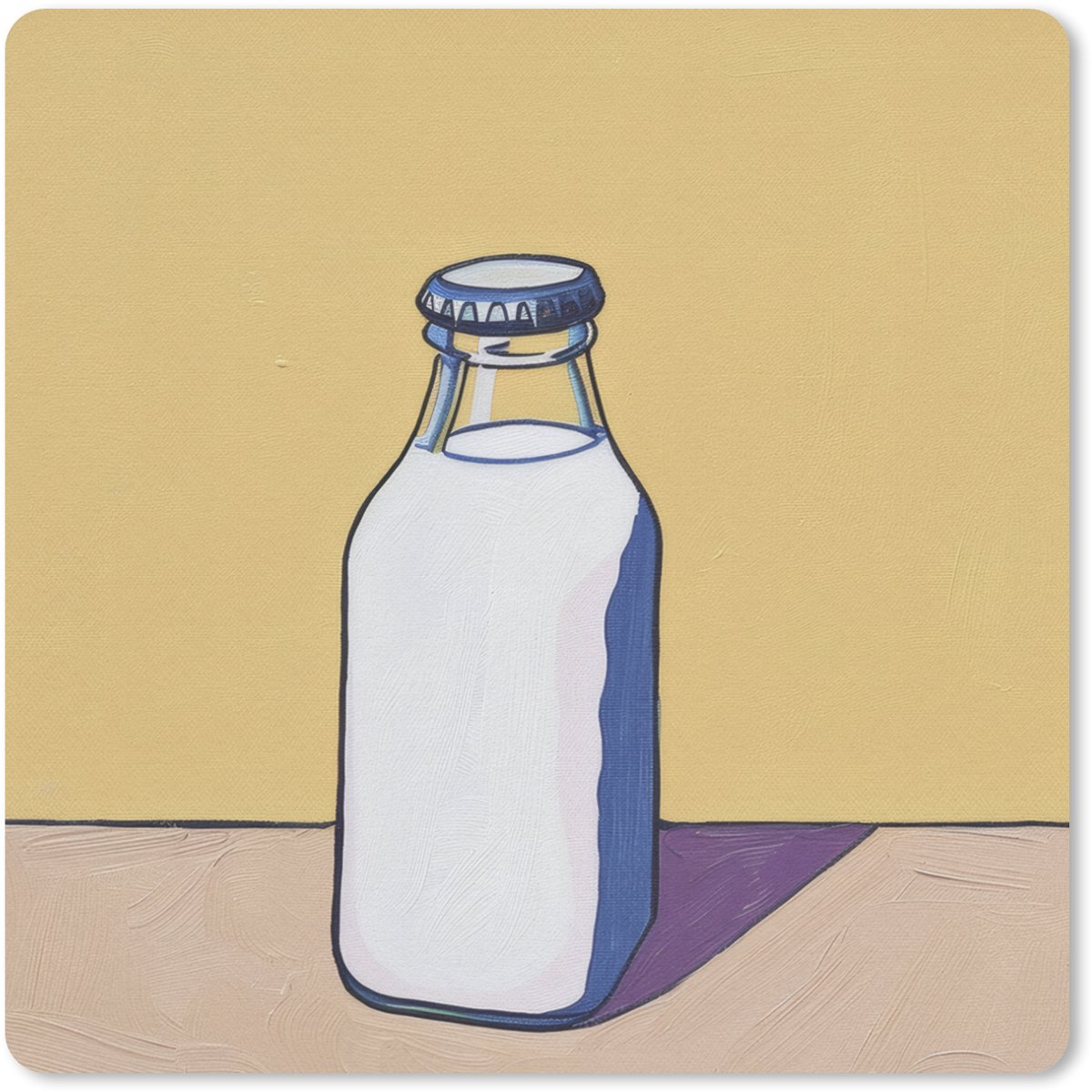Muismat 20x20 cm - Mousepad Glazen - Fles - Illustratie - Melk - Muismatten