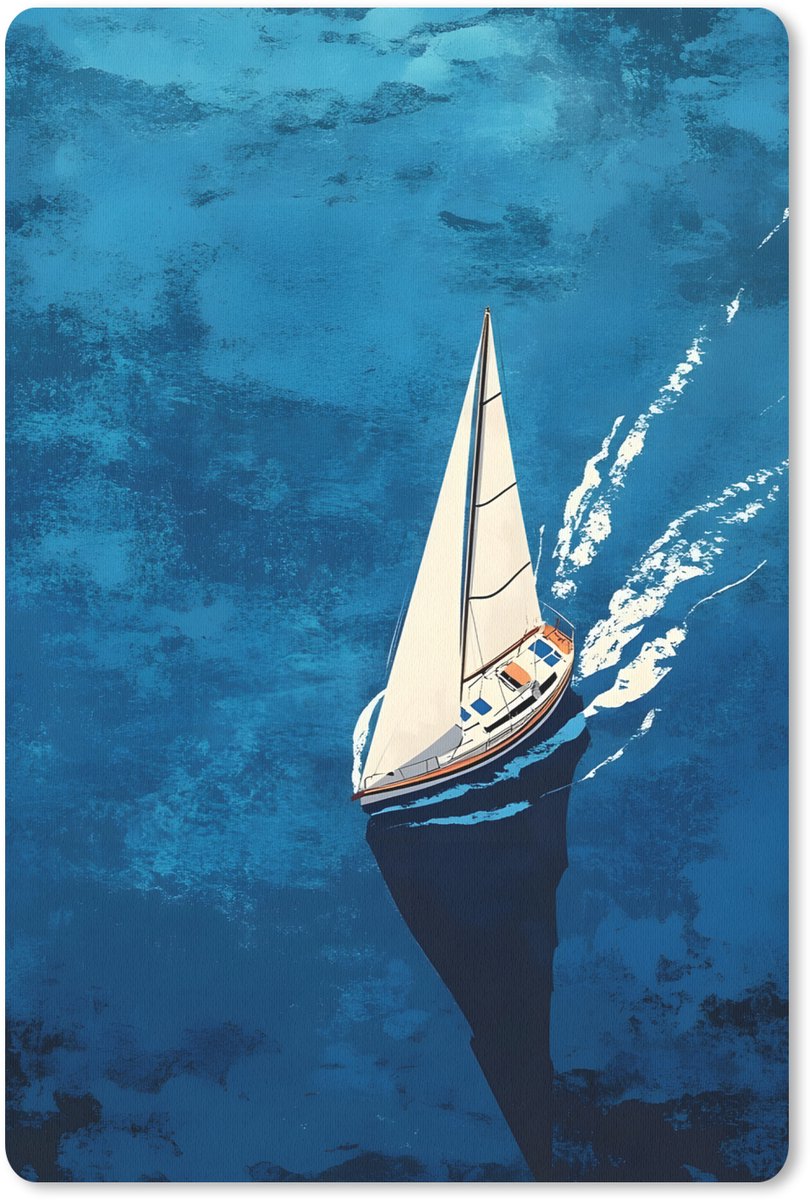 Muismat 18x27 cm - Mousepad Zeilboot - Water - Abstract - Schaduw - Muismatten