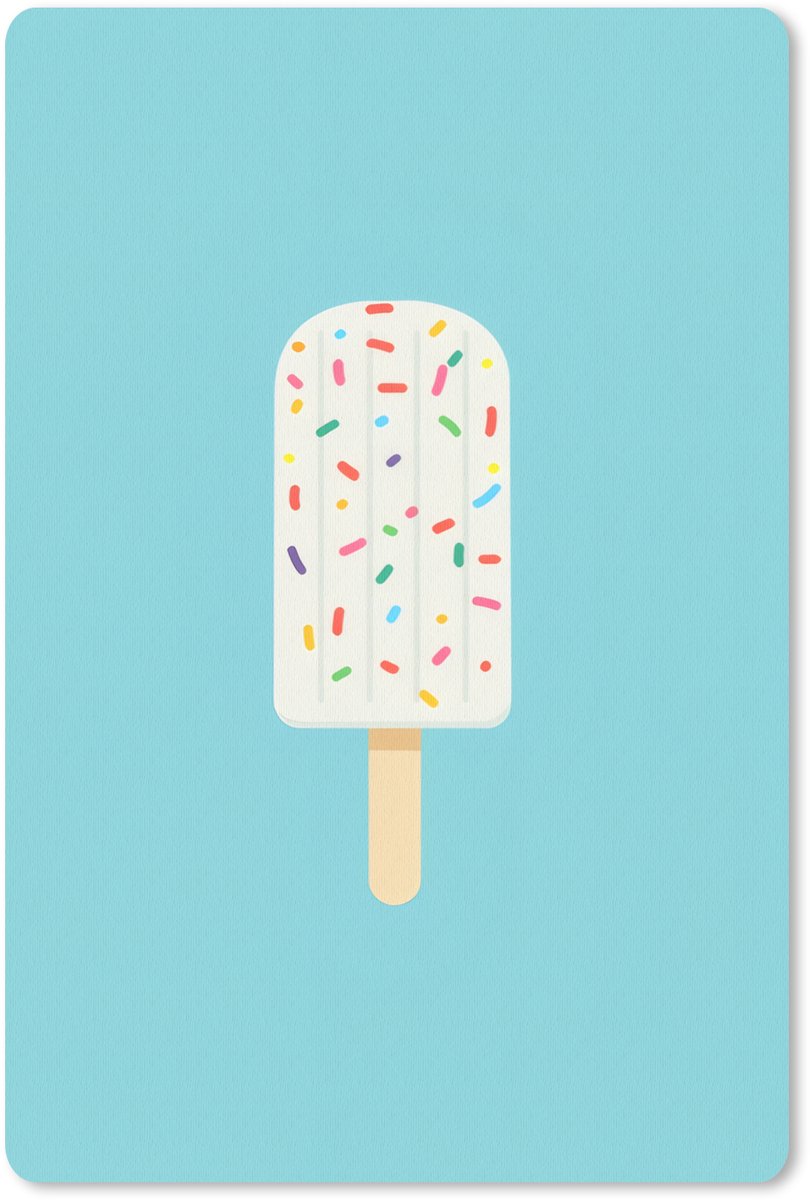 Muismat 18x27 cm - Mousepad Ijsje - Stokje - Sprinkles - Lichtblauw - Muismatten