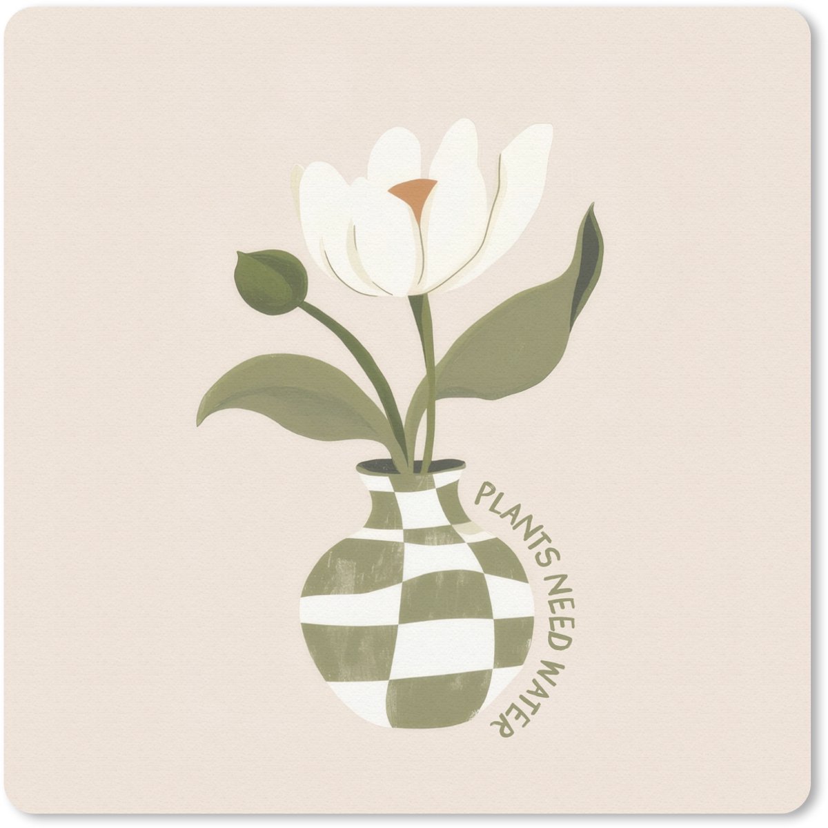 Muismat 30x30 cm - Mousepad Bloem - Wit - Vaas - Quote - Muismatten