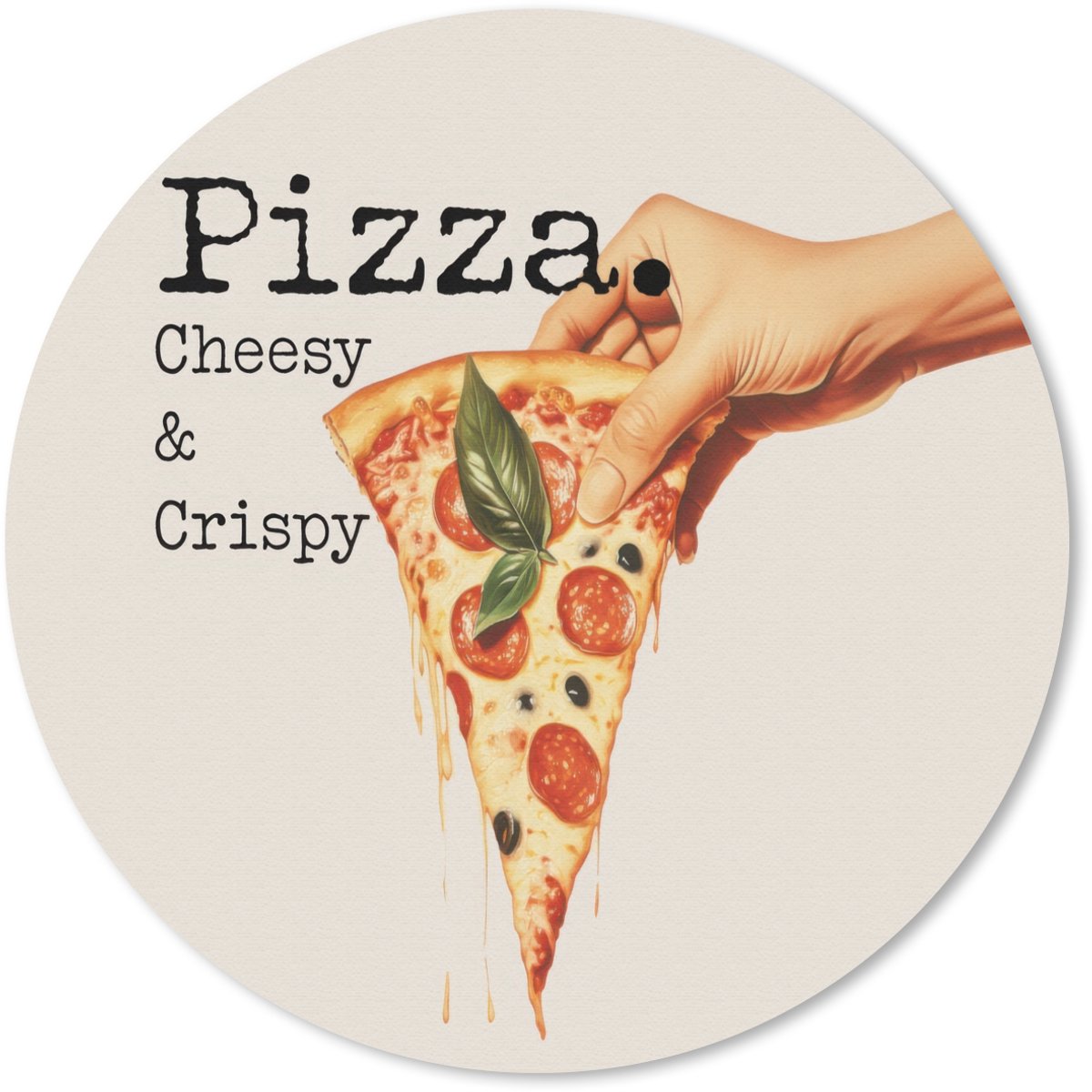 Muismat rond 20x20 cm - Mousepad Pizza - Kaas - Pepperoni - Ronde muismatten