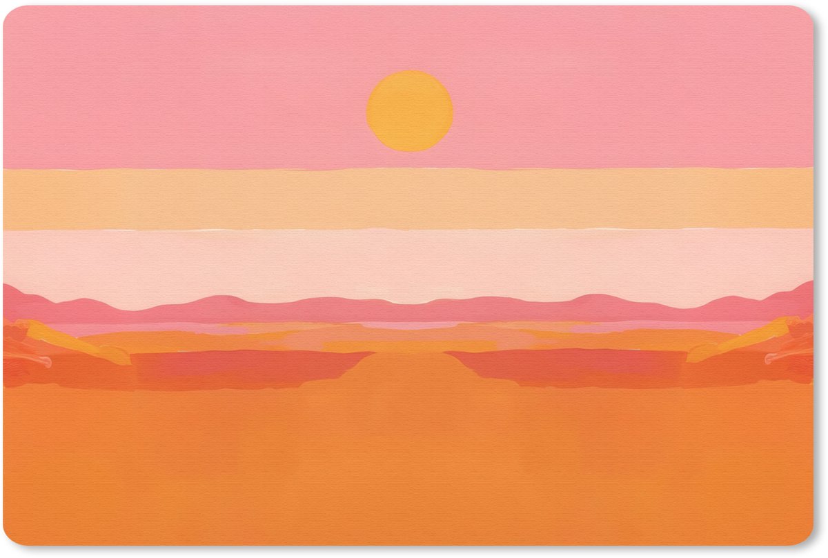 Muismat 27x18 cm - Mousepad Zon - Abstract - Landschap - Oranje - Muismatten