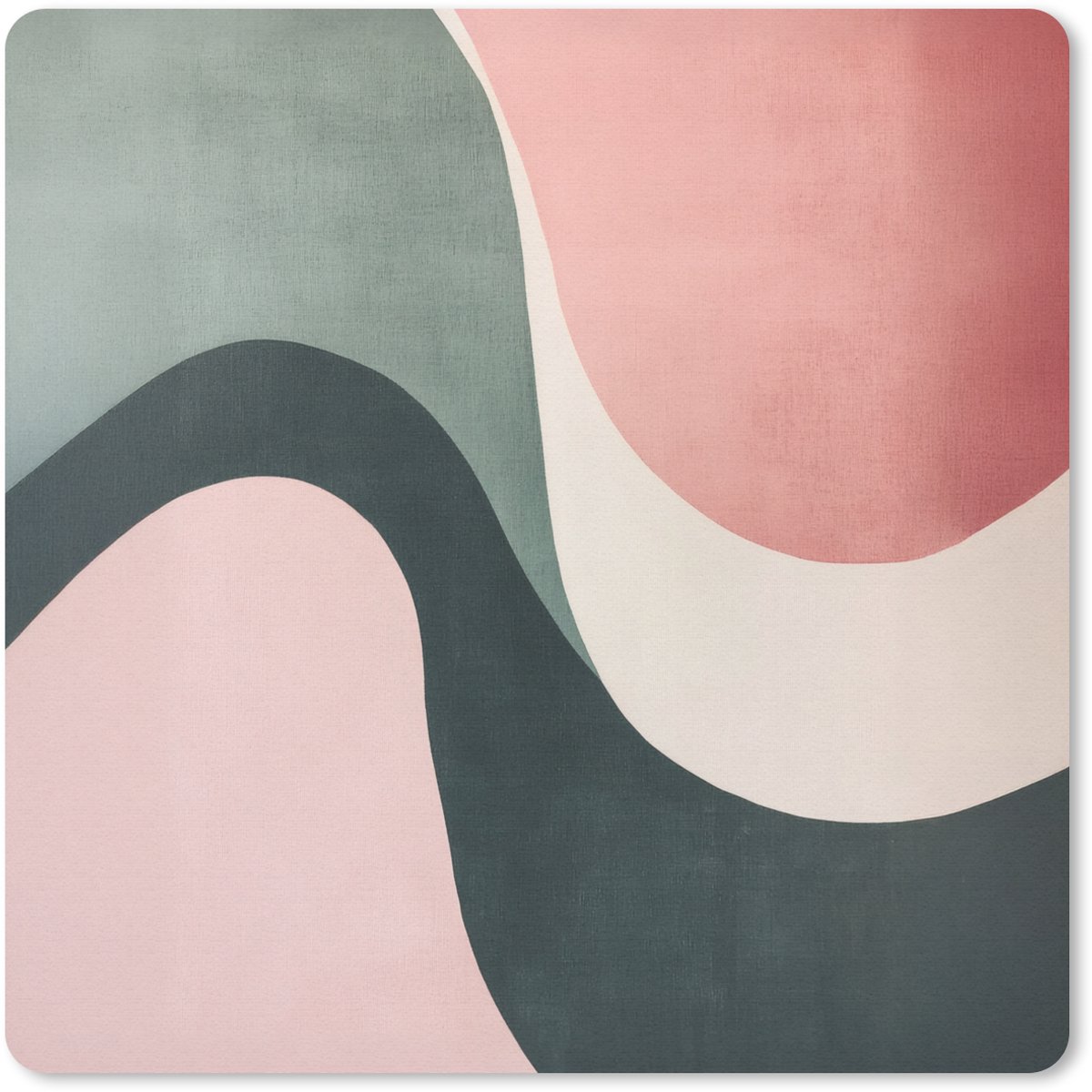 Muismat 30x30 cm - Mousepad Abstract - Golven - Sierlijk - Roze - Muismatten