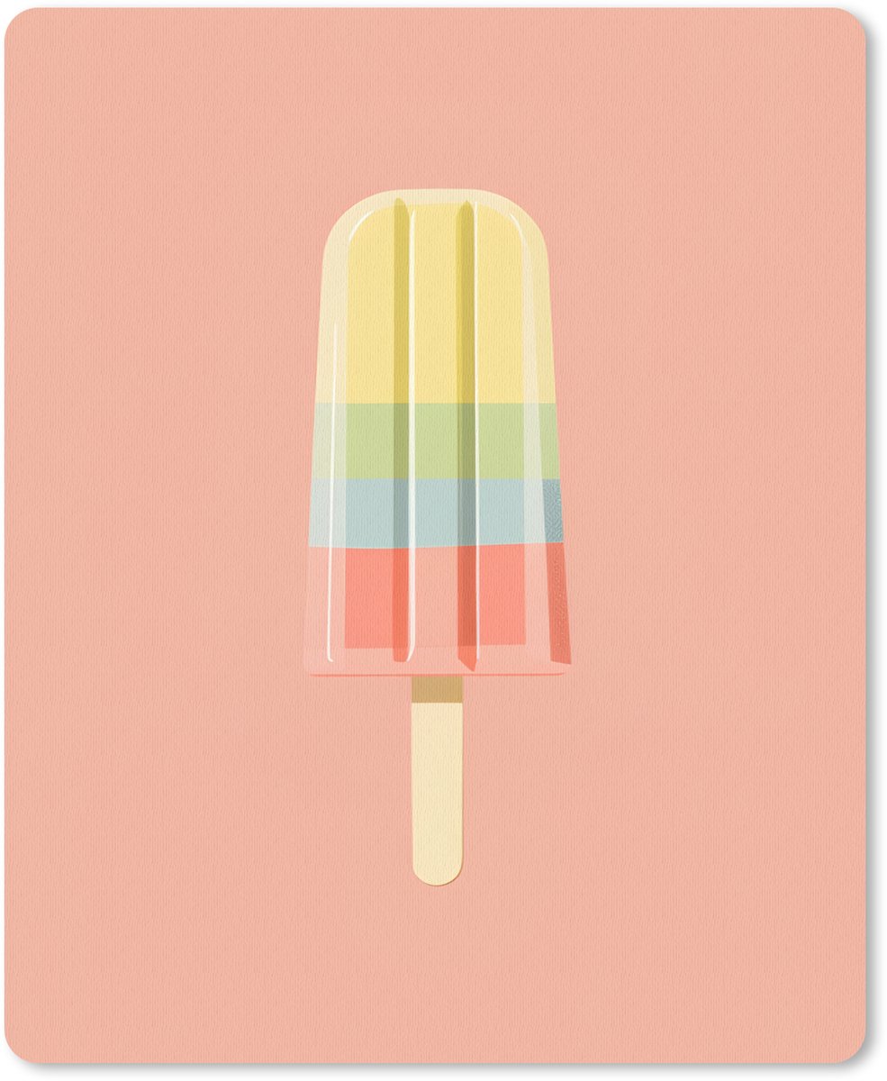 Muismat 19x23 cm - Mousepad Waterijsje - Pasteltinten - Minimalistisch - Muismatten