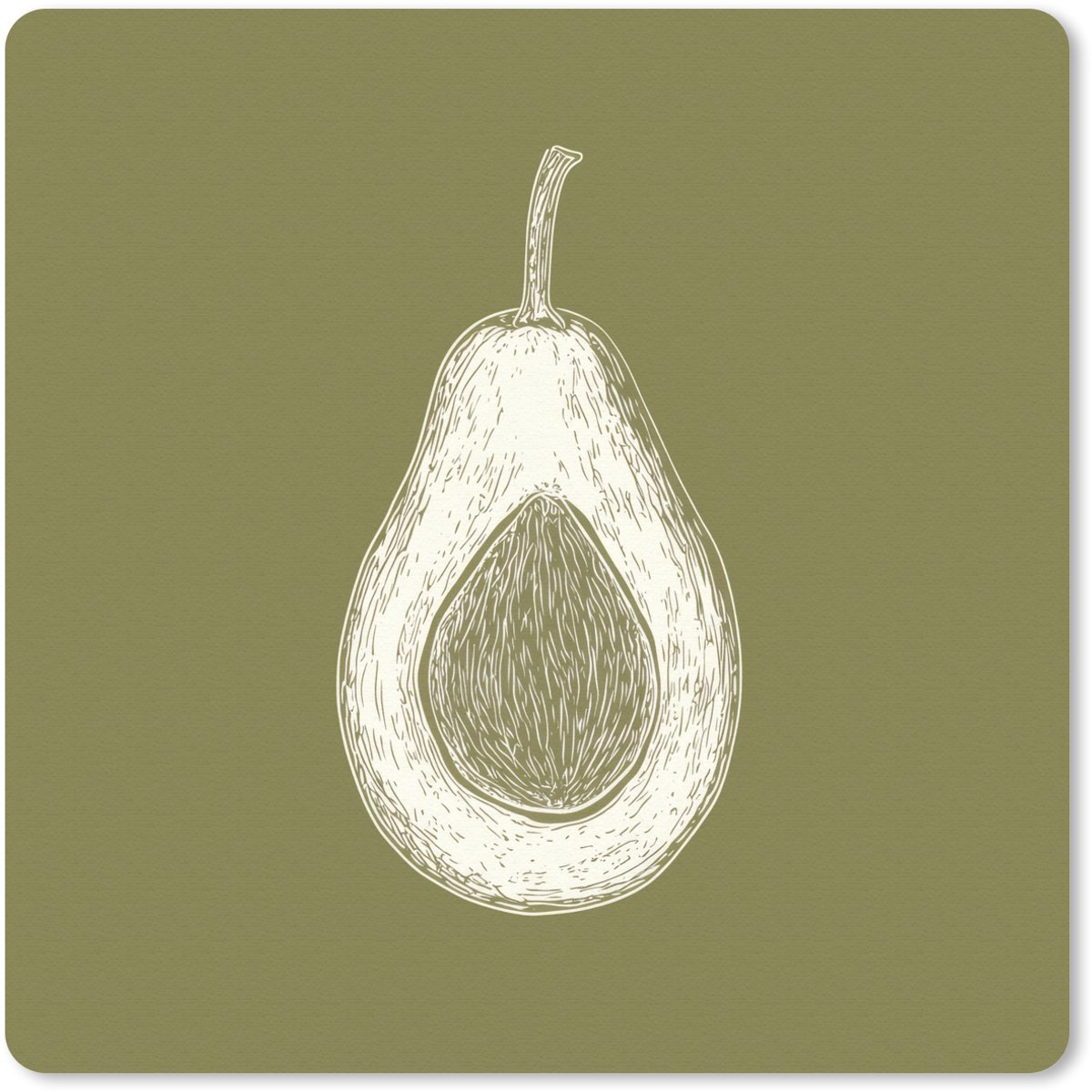 Muismat 30x30 cm - Mousepad Avocado - Minimalistisch - Illustratie - Groen - Muismatten