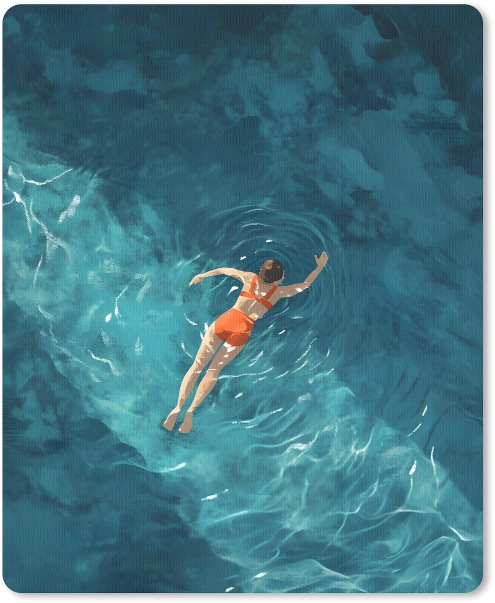 Muismat 19x23 cm - Mousepad Vrouw - Water - Bikini - Oranje - Muismatten