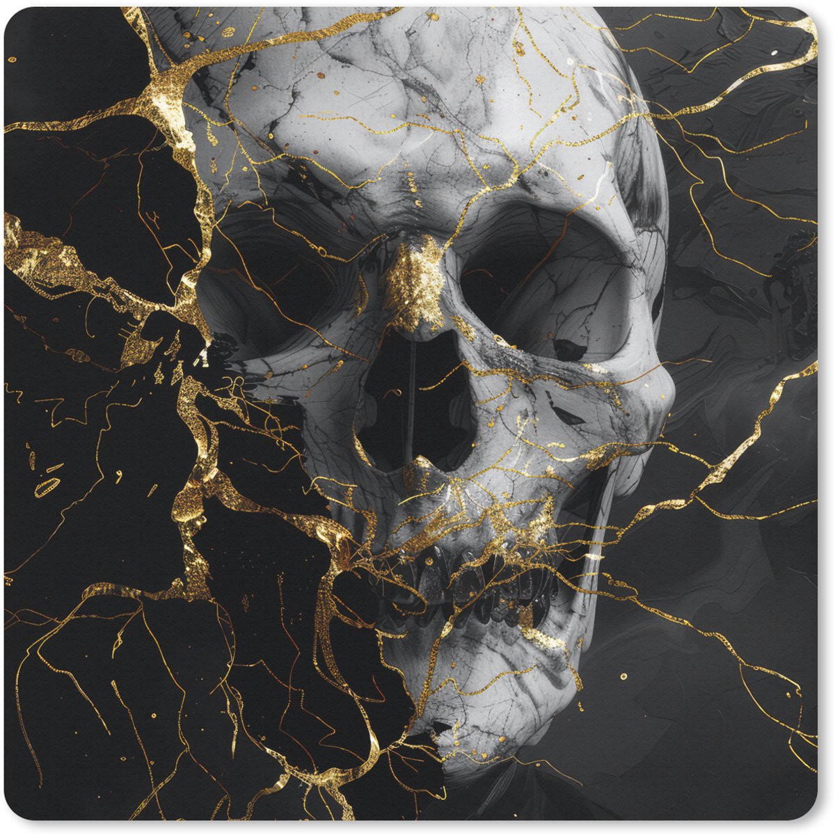 Muismat 30x30 cm - Mousepad Goud - Abstract - Schedel - Eng - Dood - Muismatten
