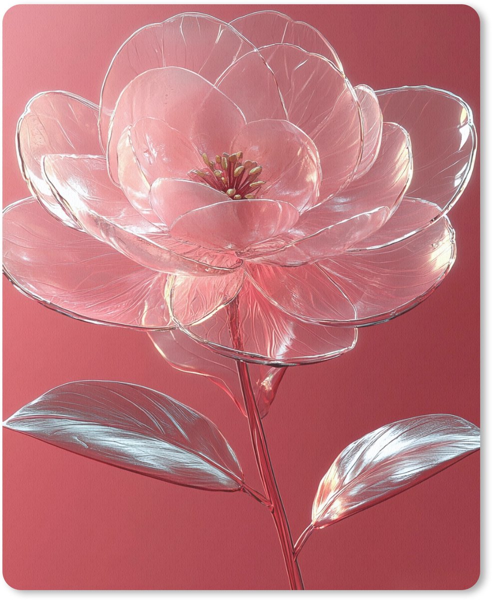 Muismat 19x23 cm - Mousepad Sierlijk - Bloem - Roze - Glazen - Muismatten