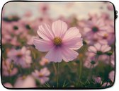 Housse pour ordinateur portable 17 pouces - Fleurs - Violet - Flou - Dimensions intérieures 41 x 28 cm - Dos noir