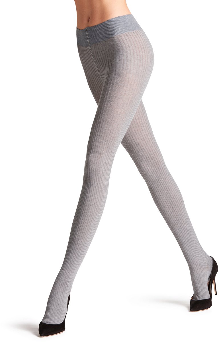 FALKE Family eenkleurig katoen panty dames grijs - maat 48-50