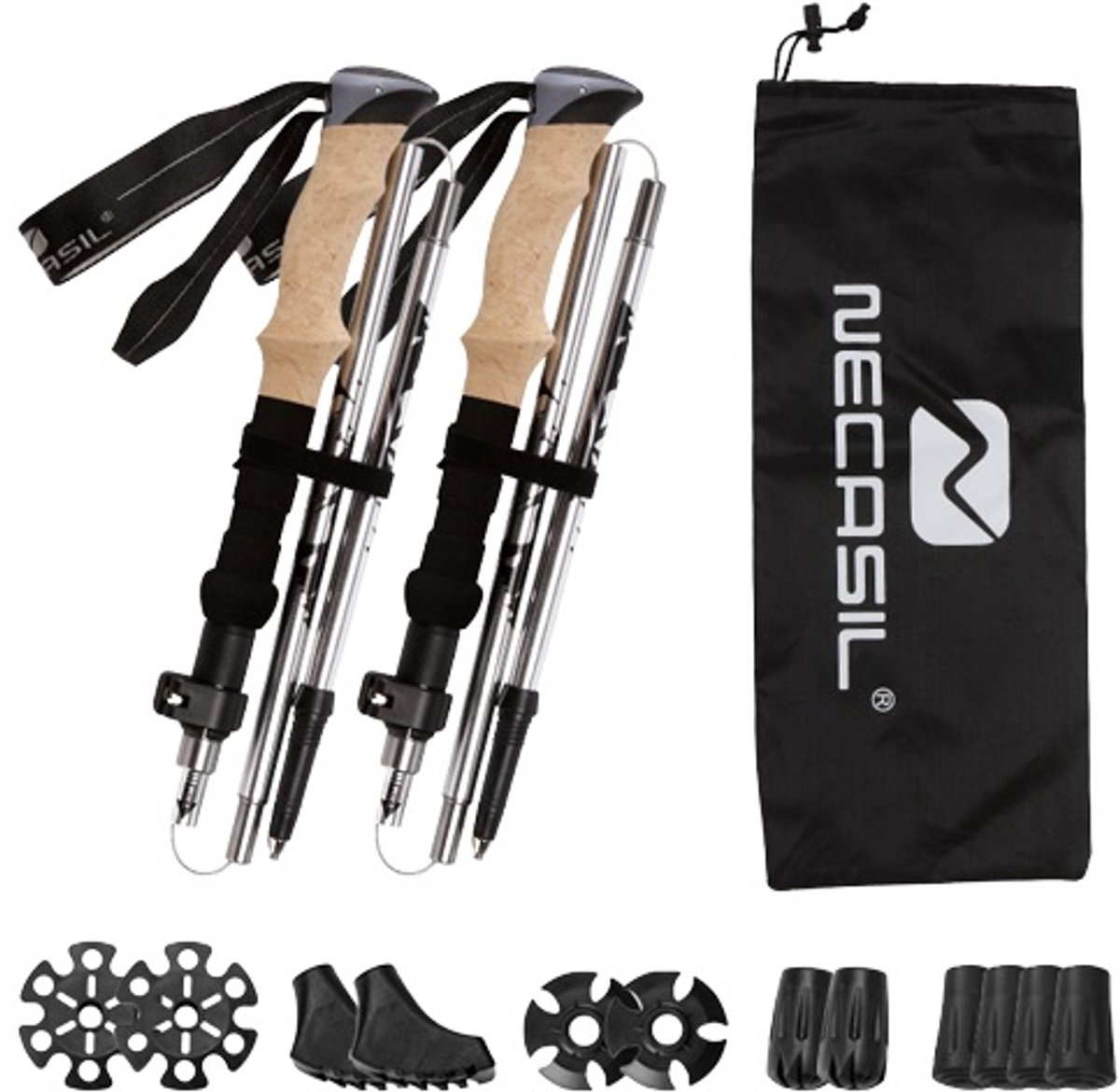 Ultralichte wandelstok wandelstok 5 secties 1 paar