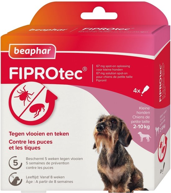 Beaphar Fiprotec Anti Teken- en Vlooiendruppels - Hond - 2-10 kg - 4st