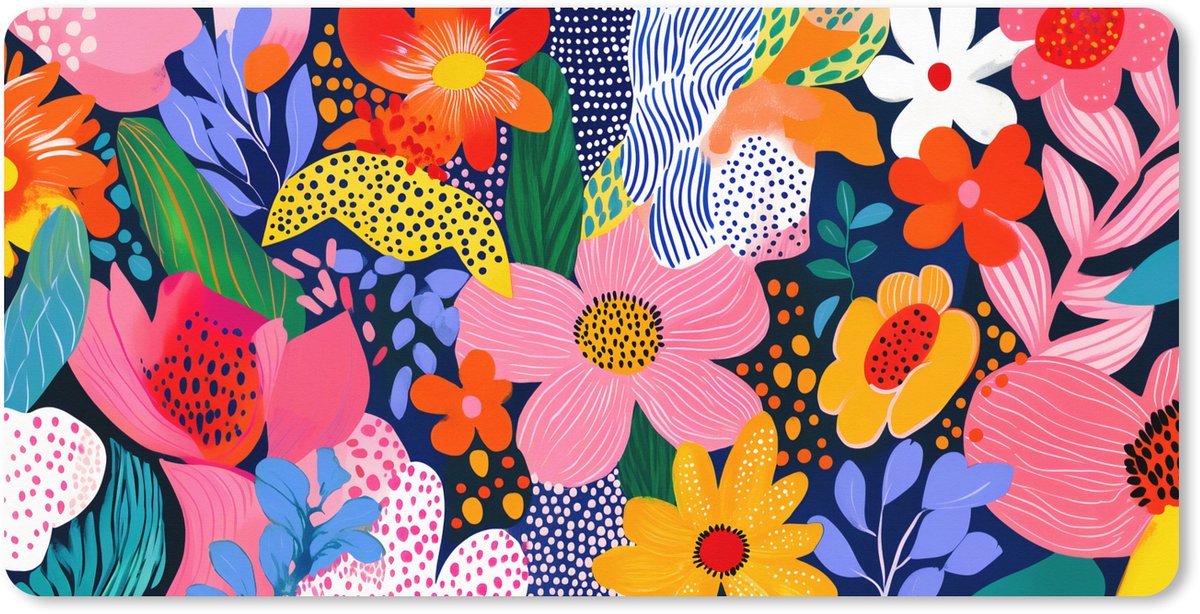 Muismat XXL 120x60 cm - Bureau onderlegger - Bureau mat Kleurrijk - Bloemen - Abstract - Stippen - Bureaumat - Gaming mousepad xl - Bureaulegger groot - Computer deskmat
