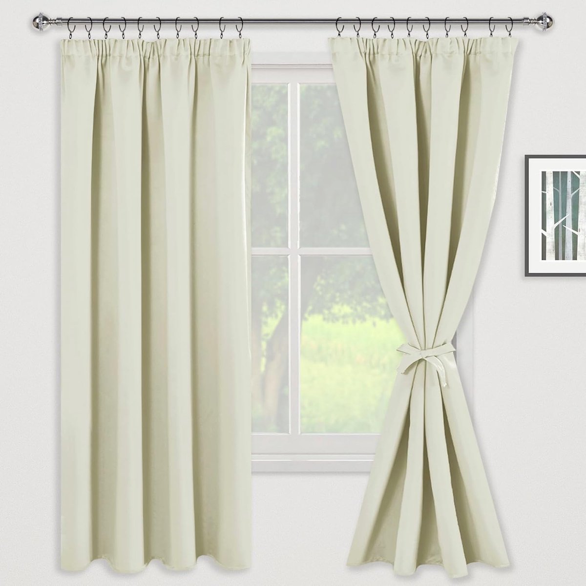 Ibenzoa Beige Thermisch Gordijnset - 175x140cm - Set van 2 - Rucheband