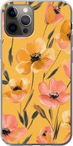 Telefoonhoesje Geschikt voor iPhone 13 Pro hoesje - Bloemen - Geschilderd - Geel - Siliconen Telefoonhoesje Telefoonhoesje